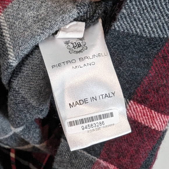 Pietro Brunelli Italy Gray Maroon Plaid Bateau Wool Shift Dress - Picture 5 of 9